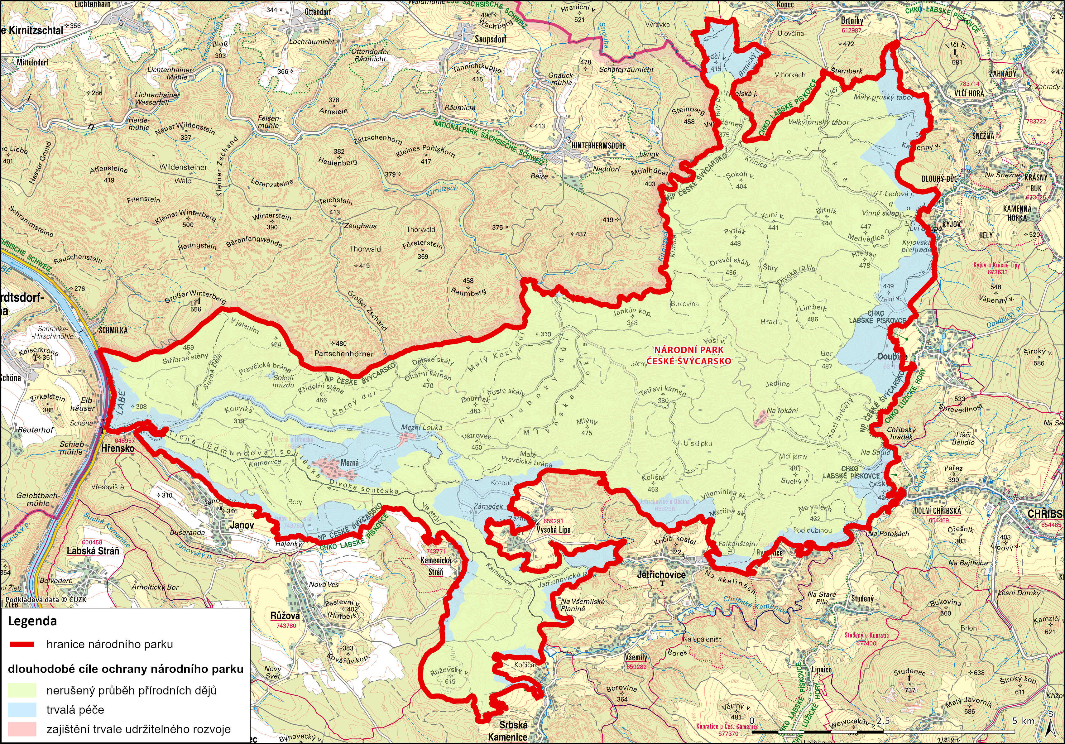 Mapa dlouhodobých cílů národního parku. Grafika: Dana Vébrová