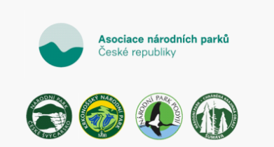 Logo Asociace národních parků České republiky a loga čtyř stávajících národních parků